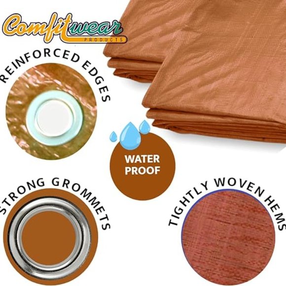 COMFITWEAR MTBR-2040 20 x 40' Brown Hygrade Multiple Use Tarp - Picture 3 of 7